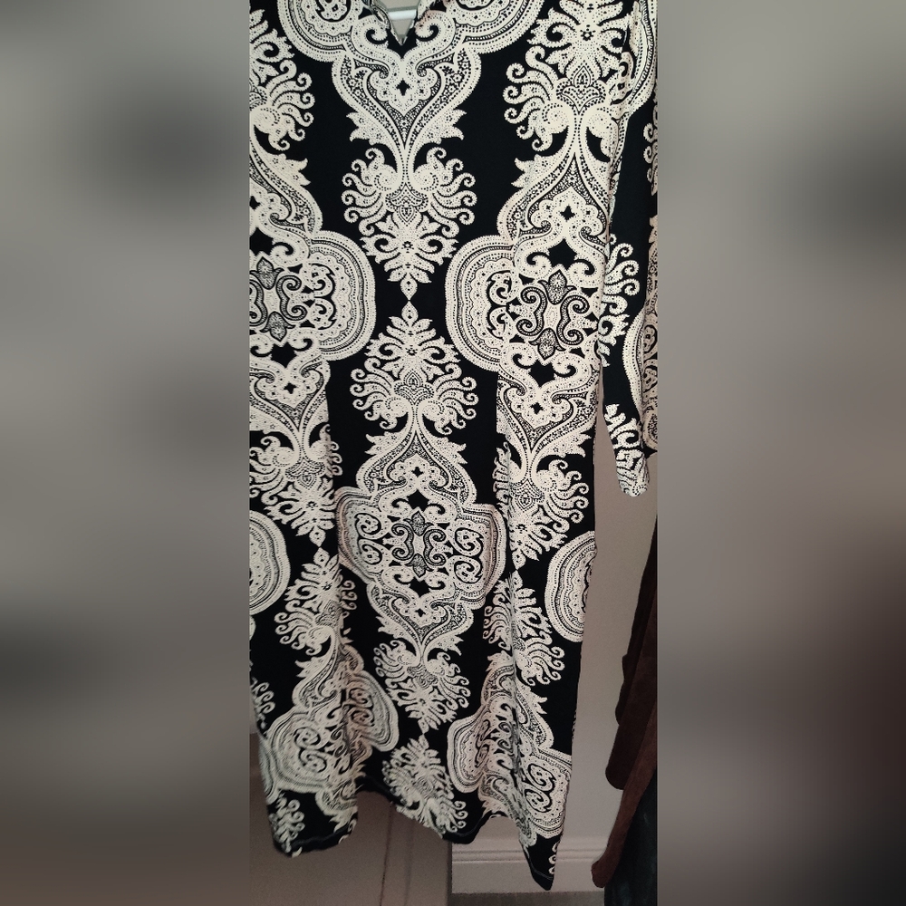 J. McLaughlin Black / Cream Catalina Cloth Paisley Dress Sz L - Picture 4 of 5